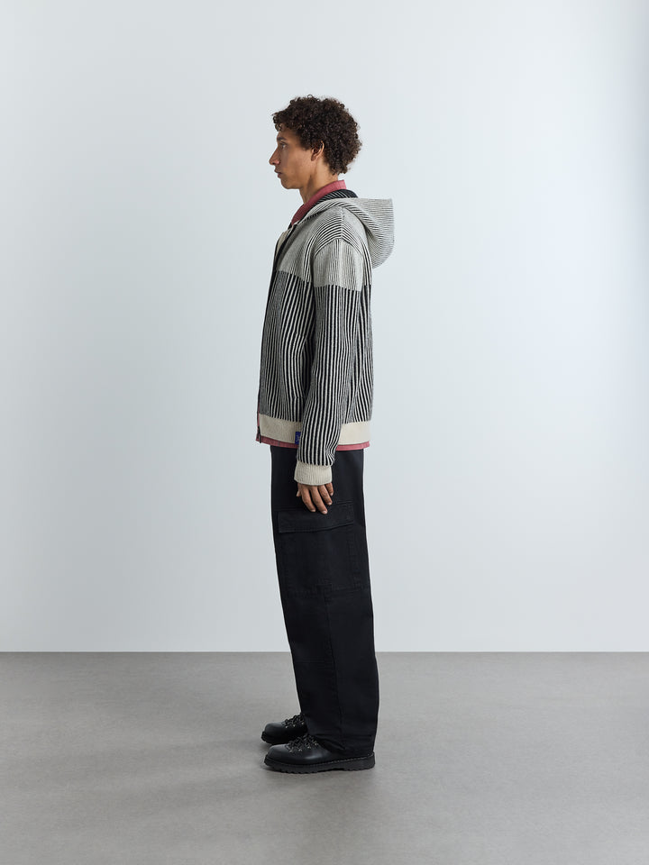 Prenton Zip Knit Hoodie Bone