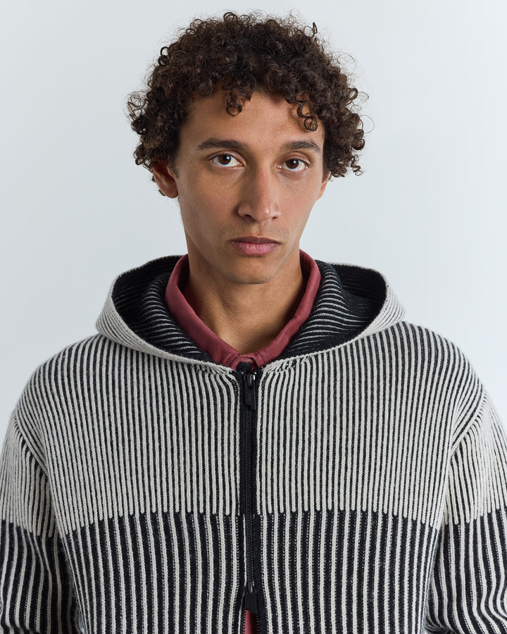 Prenton Zip Knit Hoodie Bone