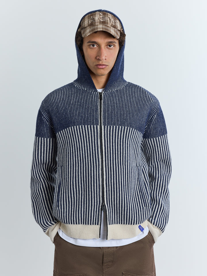Prenton Zip Knit Hoodie Midnight